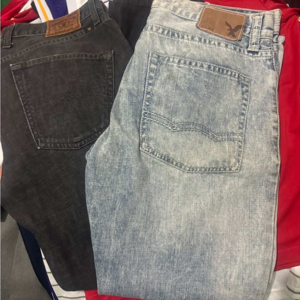 Lucky Brand and  American Eagle Outfitters Black and Light Blue Jeans.